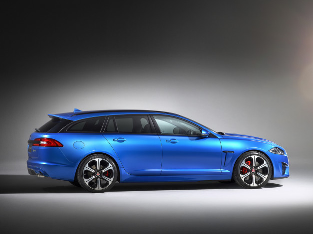 Обои картинки фото автомобили, jaguar, синий, 2014, uk-spec, sportbrake, xfr-s