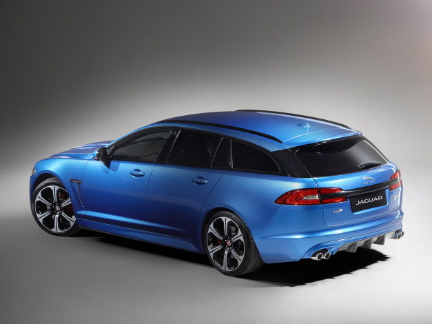 Обои картинки фото автомобили, jaguar, sportbrake, xfr-s, синий, 2014, uk-spec
