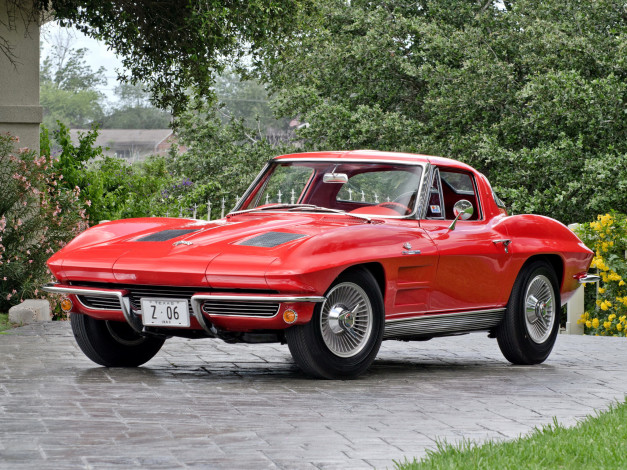 Обои картинки фото corvette sting ray z06 1963, автомобили, corvette, z06, sting, ray, red, 1963