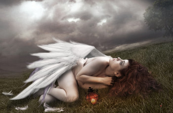 Картинка фэнтези ангелы ангел крылья белый слёзы перья девушка