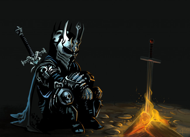Обои картинки фото видео игры, world of warcraft,  wrath of the lich king, король, лич, огонь, меч