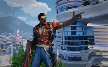 Картинка видео+игры agents+of+mayhem мужчина оружие город