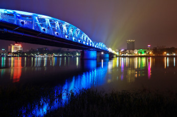 Картинка города мосты река ночь вьетнам