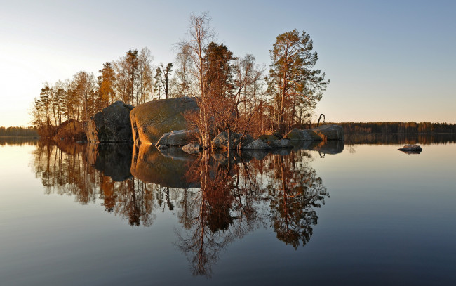 Обои картинки фото природа, реки, озера, деревья, камни, озеро