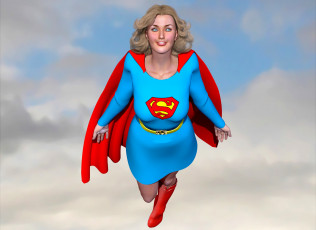Картинка 3д+графика fantasy+ фантазия девушка супермен полет