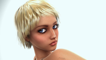 Картинка 3д+графика portraits+ портрет блондинка взгляд девушка