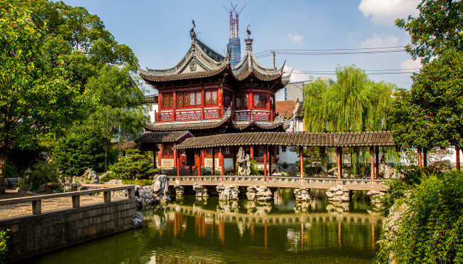 Обои картинки фото yu garden in shanghai, города, шанхай , китай, парк, пруд