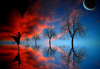 Картинка разное компьютерный+дизайн луна танец девушка деревья