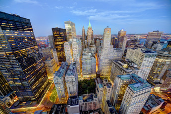Картинка города нью-йорк+ сша город огни вечер крыши здания нью-йорк usa дома небоскребы нижний манхэттен