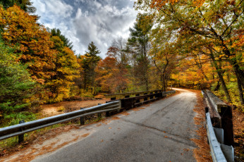 Картинка природа дороги осень лес речка шоссе