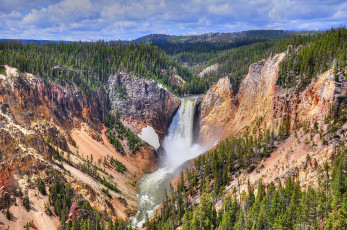 Картинка природа водопады водопад река лес горы