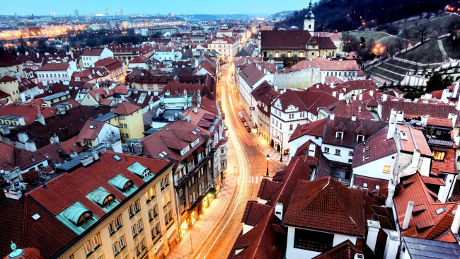 Обои картинки фото города, прага , Чехия, крыши, панорама