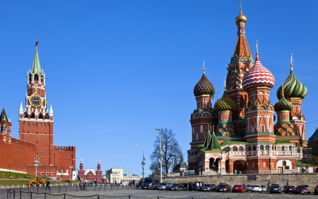 Обои картинки фото города, москва , россия, moscow, russia, kremlin, city, москва, кремль, площадь, собор, василия, блаженного