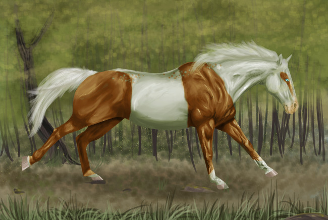 Обои картинки фото рисованное, животные,  лошади, бег, лошадь