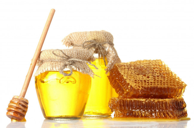 Обои картинки фото еда, мёд,  варенье,  повидло,  джем, банки, ложка, соты, мед