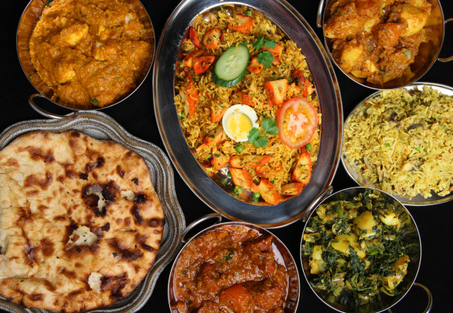Обои картинки фото еда, вторые блюда, кухня, индийская, лепешка, рагу, рис, плов