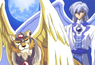 обоя аниме, card captor sakura, зверь, парень, ангел