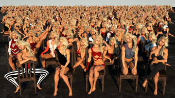 Картинка 3д+графика люди+ people девушки фон взгляд одежда блондинки