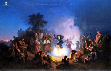 Картинка соколов+-+ночь+на+ивана+купала рисованное иван+соколов люди праздник костер