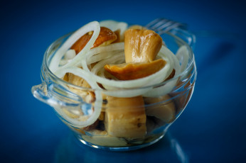 Картинка еда грибы +грибные+блюда маринованные боровики репчатый лук