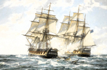 Картинка рисованное montague+dawson парусники корабли море