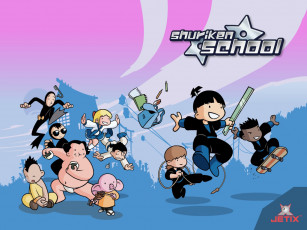 обоя мультфильмы, shuriken, school