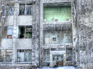 обоя Чернобыль, пустое, здание, разное, развалины, руины, металлолом