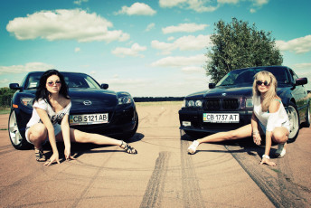 Картинка автомобили авто девушками и девушки