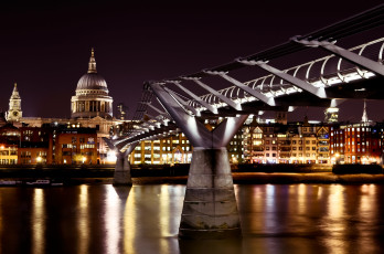 обоя города, лондон, великобритания, hdr, река, мост, темза, ночь