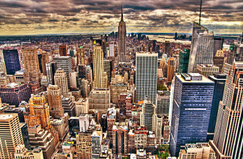 Картинка города нью йорк сша здания небоскрёбы hdr