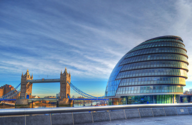 Обои картинки фото города, лондон, великобритания, england, tower, bridge, тауэрский, мост, здание, набережная, london, city, hall