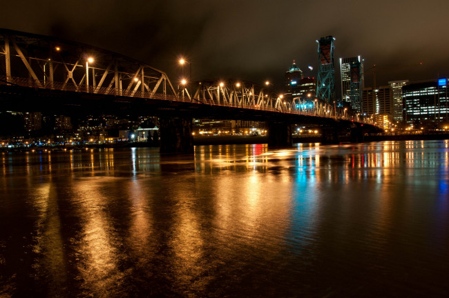 Обои картинки фото города, лондон, великобритания, река, hdr, мост, темза, ночь