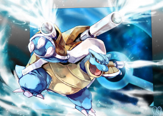 Картинка аниме pokemon арт черепаха бластеры вода бластуаз покемон