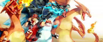 Картинка аниме pokemon покебол кепка кетчум эш брюнет парень арт покемон чаризард драконы
