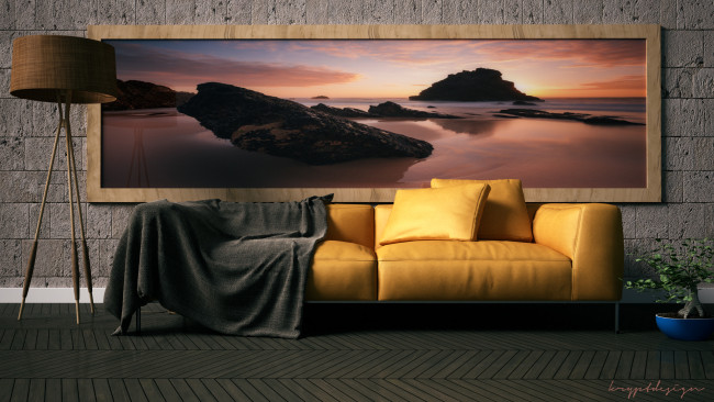 Обои картинки фото 3д графика, realism , реализм, подушки, диван, картина