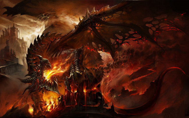 Обои картинки фото фэнтези, драконы, огонь, дракон, крылья, гнев