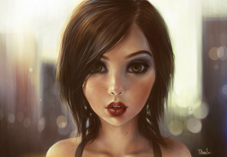 Картинка рисованное люди девушка портрет арт elena sai губы ресницы взгляд глаза