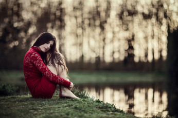 Картинка девушки -unsort+ брюнетки +шатенки озеро природа девушка мечты лес