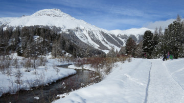 Картинка природа реки озера река снег горы