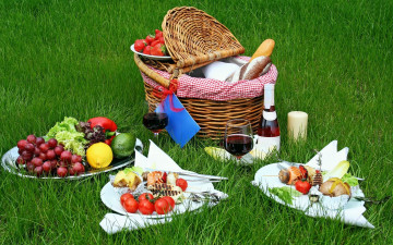 Картинка еда разное пикник вино фрукты овощи клубника