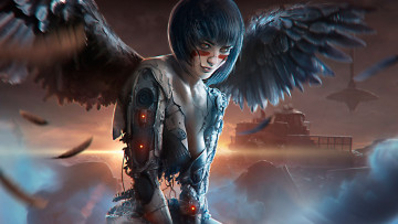 Картинка рисованное кино +мультфильмы gunnm ангел крылья робот киборг девушка