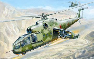 Картинка авиация 3д рисованые v-graphic ми24а рисунoк советский ударный вертолет oкб миля