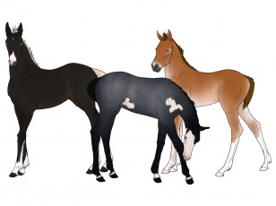 обоя рисованные, животные, лошади, лошадки