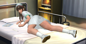 Картинка 3д+графика аниме+ anime взгляд девушка кровать фон