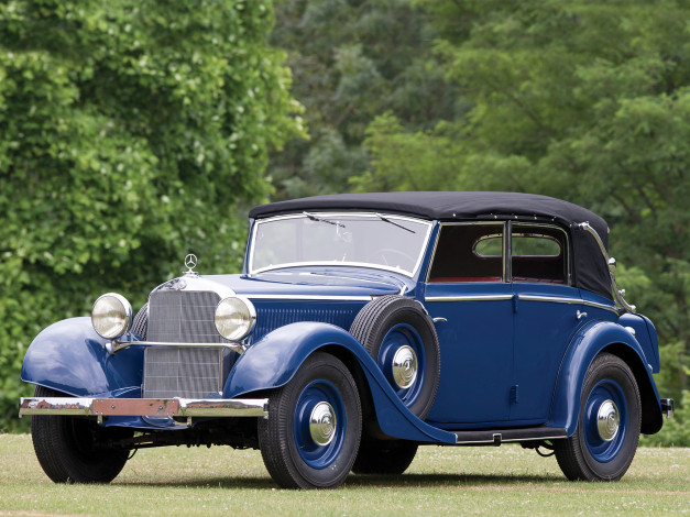 Обои картинки фото mercedes-benz 290 cabriolet d , w18,   1933–37, автомобили, классика, кабриолет, голубой, cabriolet, ретро, mercedes-benz