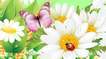 Картинка векторная+графика цветы+ flowers цветы бабочки