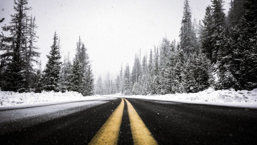 Картинка природа дороги шоссе зима снег