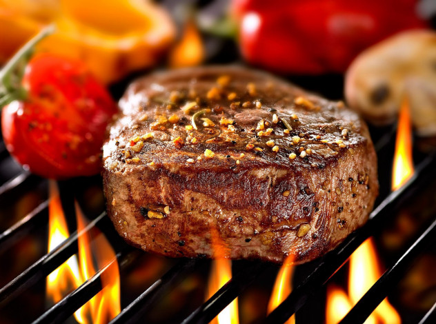 Обои картинки фото еда, шашлык,  барбекю, решетка, огонь, мясо, барбекю, пламя