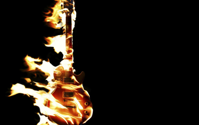 Обои картинки фото музыка, -музыкальные инструменты, пламя, гитара