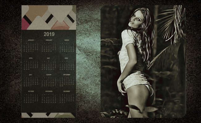 Обои картинки фото календари, компьютерный дизайн, поза, взгляд, девушка